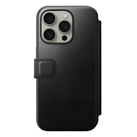 iPhone 15 Pro Nomad Modern Horween Leather Folio Cover - MagSafe-kompatibel - Svart