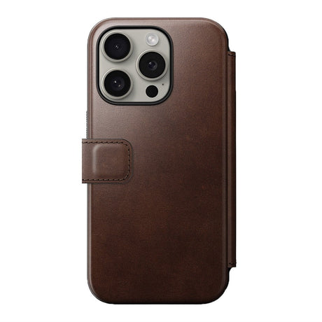 iPhone 15 Pro Nomad Modern Horween Leather Folio Cover - MagSafe-kompatibel - Brun