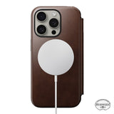 iPhone 15 Pro Nomad Modern Horween Leather Folio Cover - MagSafe-kompatibel - Brun