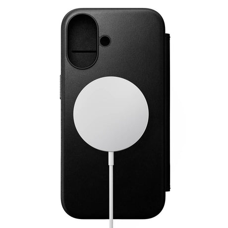 iPhone 16 Nomad Modern Leather Folio Cover - MagSafe-kompatibel - Svart