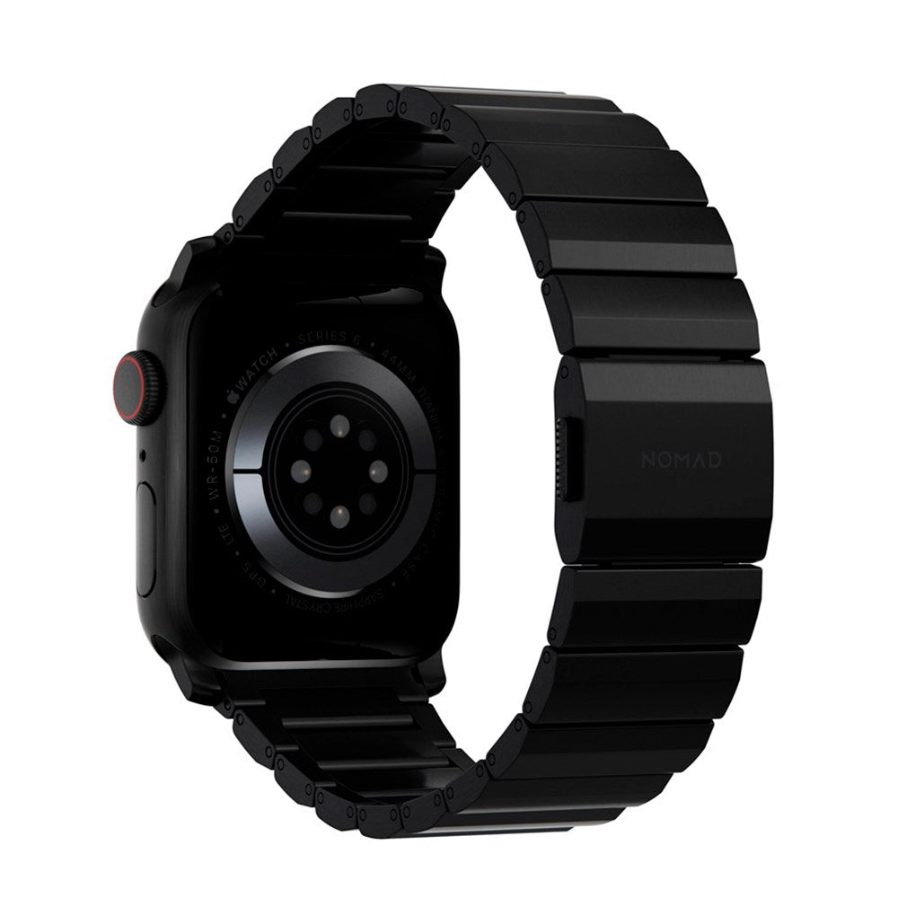 Nomad Apple Watch (42/44/SE/45/46/49 mm) Titanium-rem - svart