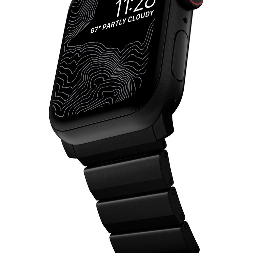 Nomad Apple Watch (42/44/SE/45/46/49 mm) Titanium-rem - svart