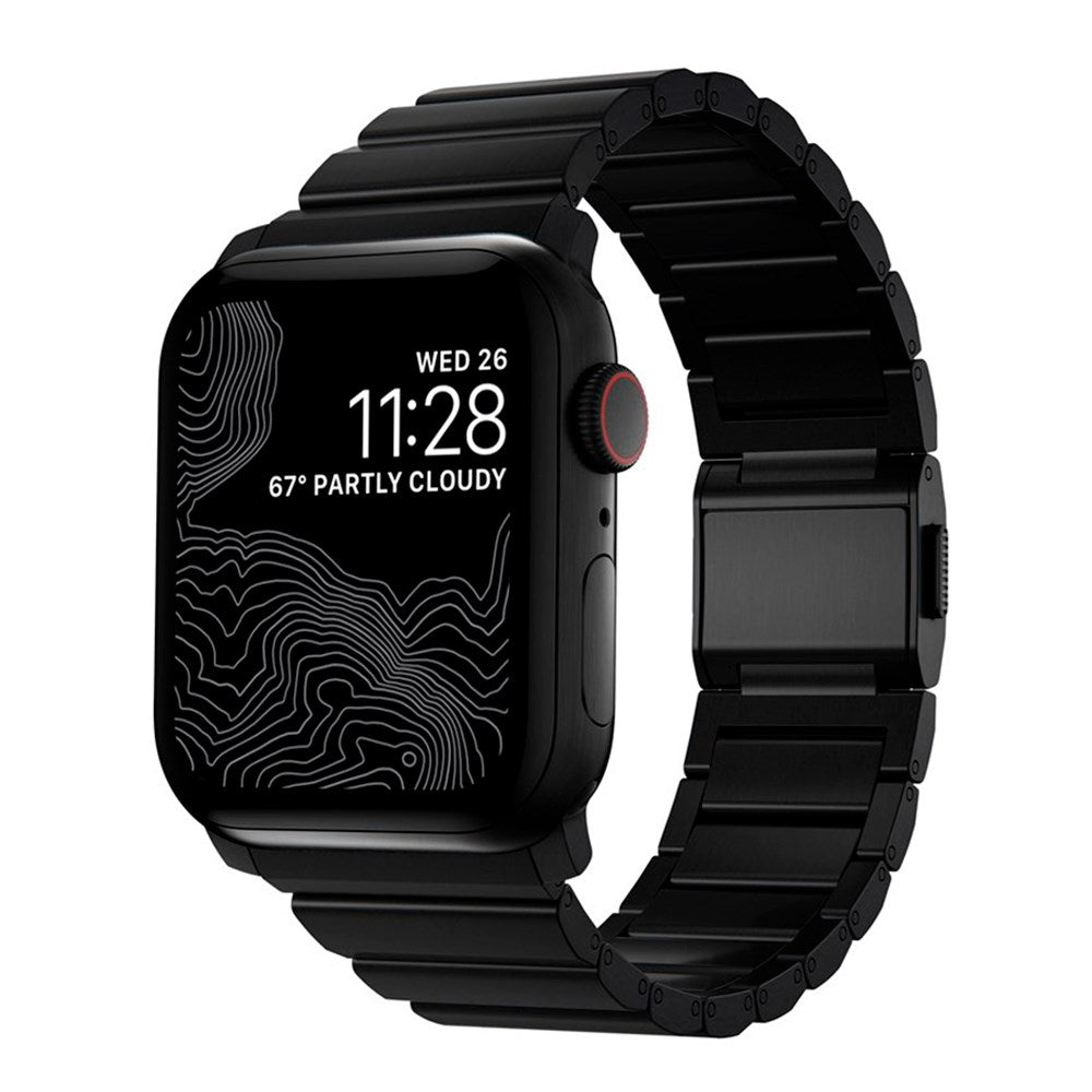 Nomad Apple Watch (42/44/SE/45/46/49 mm) Titanium-rem - svart