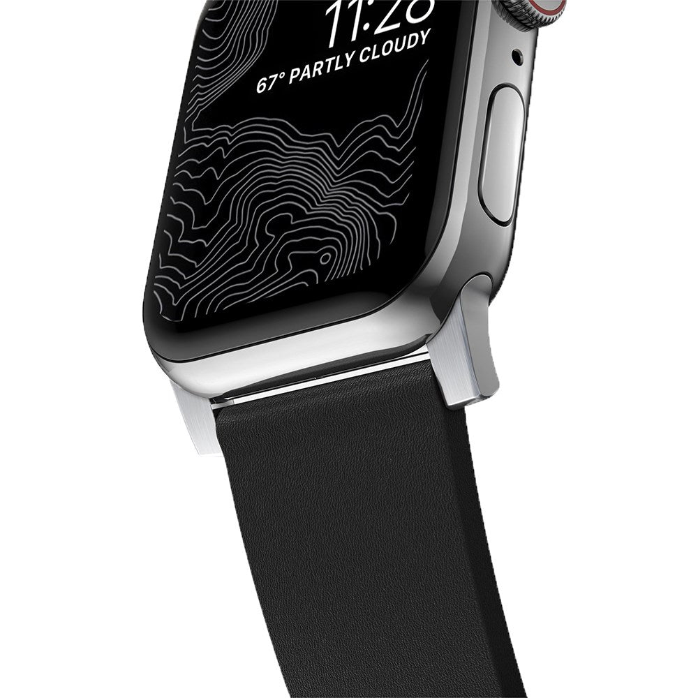 Nomad Apple Watch (42/44/SE/45/46/49 mm) Active Band Pro-rem - svart / sølv maskinvare