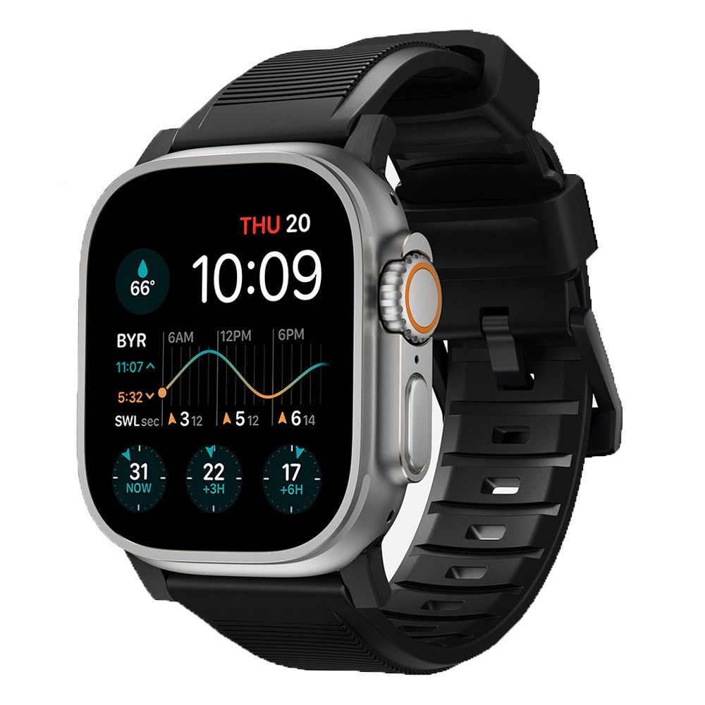 Nomad Apple Watch (42/44/SE/45/46/49 mm) Robust båndrem - svart / svart maskinvare
