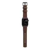 Nomad Apple Watch (42/44/SE/45/46/49 mm) moderne Horween-båndstropp - rustikk brun / svart maskinvare