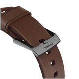 Nomad Apple Watch (42/44/SE/45/46/49 mm) moderne Horween-båndstropp - rustikk brun / svart maskinvare