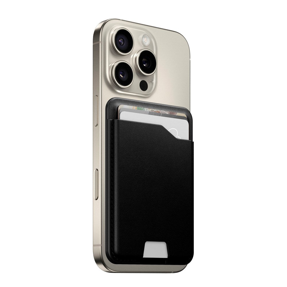 Nomad Ecco Ægte Læder Kortholder m. Apple Find My - MagSafe Kompatibel - Black