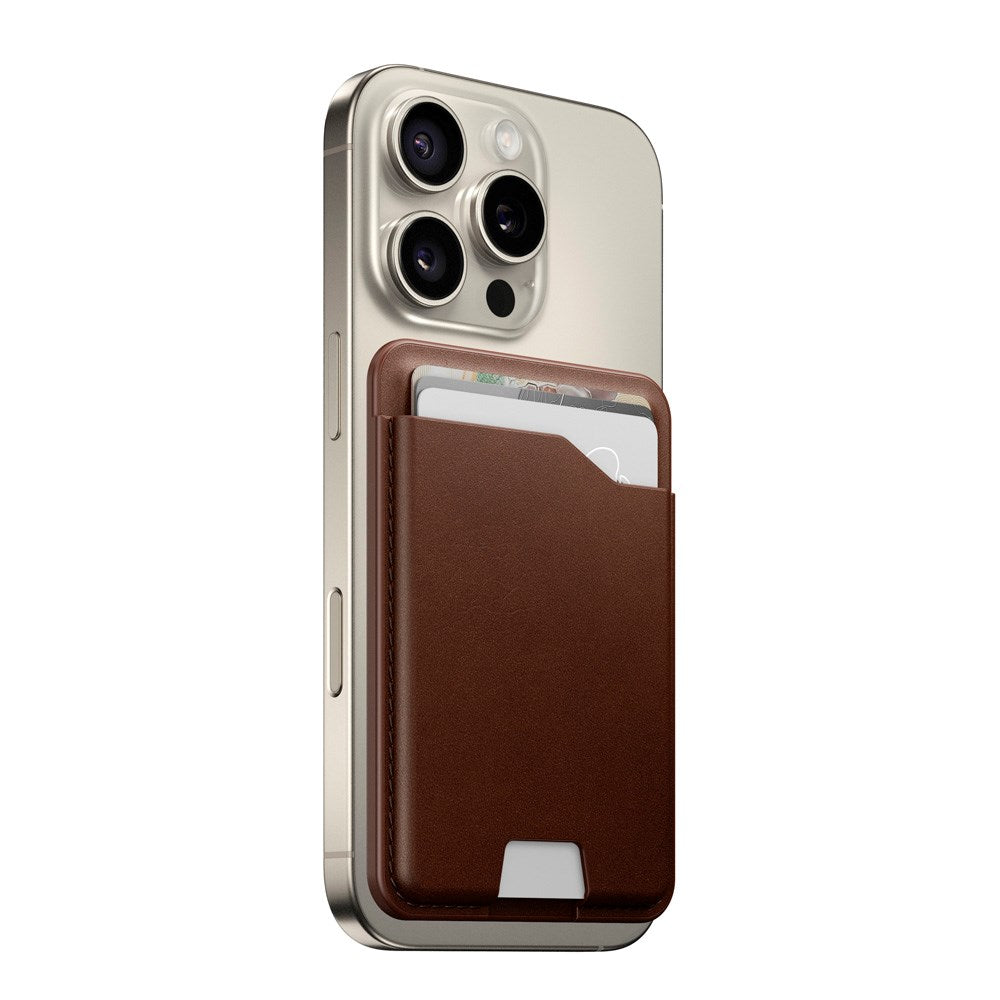 Nomad Ecco Ægte Læder Kortholder m. Apple Find My - MagSafe Kompatibel - Brown