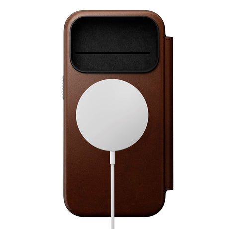 iPhone 17 Pro - Nomad Modern Leather Folio Cover - MagSafe Kompatibel - Brown