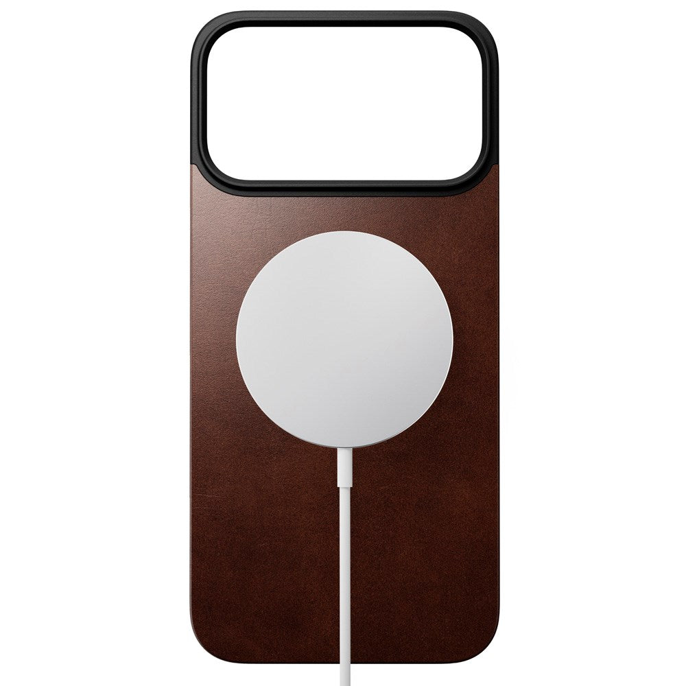 iPhone 17 Pro - Nomad Magnetic Horween Leather Back Cover - MagSafe Kompatibel - Rustic Brown