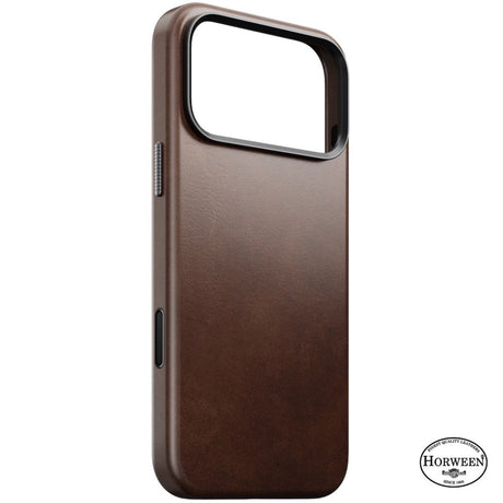 iPhone 18 Pro / 17 Pro Nomad Traditional Horween Leather Bagside Cover - MagSafe Kompatibel - Rustic Brown