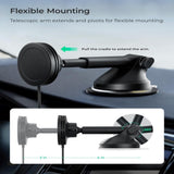 iOttie Velox Qi2 Trådløs Opladningsholder - Instrumentbræt / Forrude - MagSafe Kompatibel - Sort