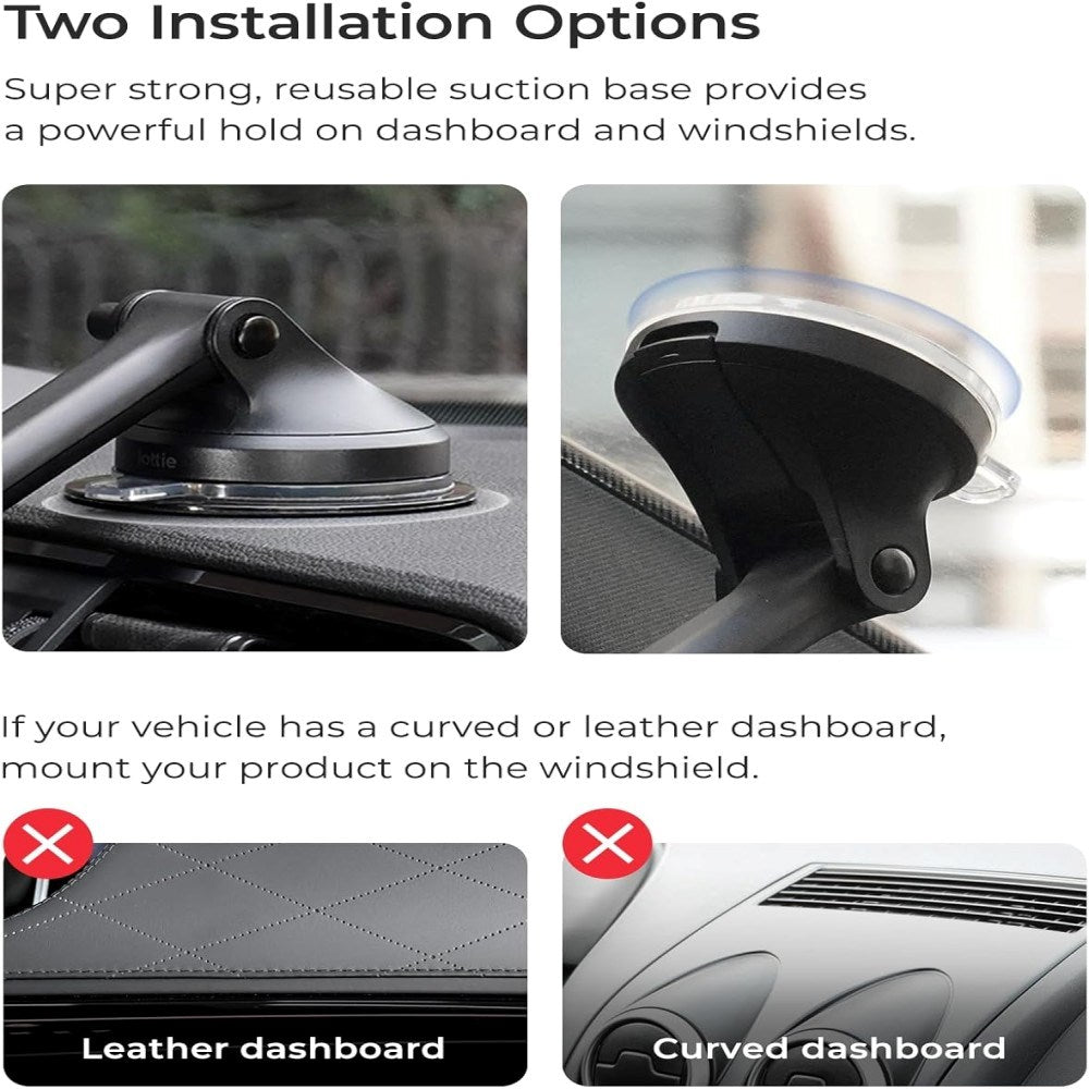 iOttie Velox Qi2 Trådløs Opladningsholder - Instrumentbræt / Forrude - MagSafe Kompatibel - Sort