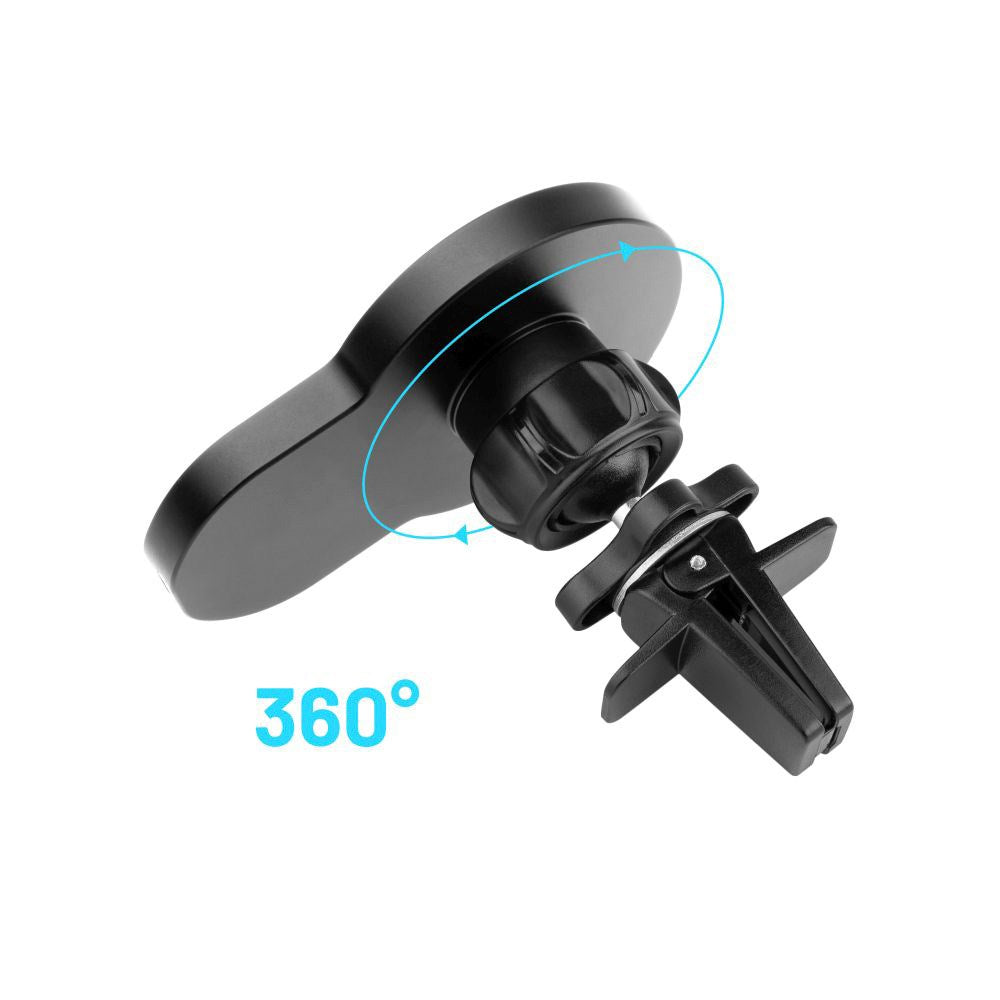 Fast MagClick magnetisk bilholder m. Trådløs lading 15W - MagSafe-kompatibel - Svart