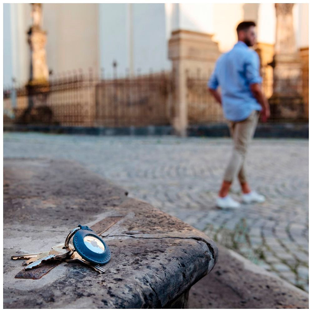 Fast Airtag-skinndeksel m. Karabinhage - Blå