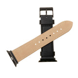 Fast Apple Watch (42/44/SE/45/46/49 mm) ekte lærreim - svart