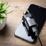 Fast Mini Vegglader 20W m. USB-A &amp; USB-C - Svart