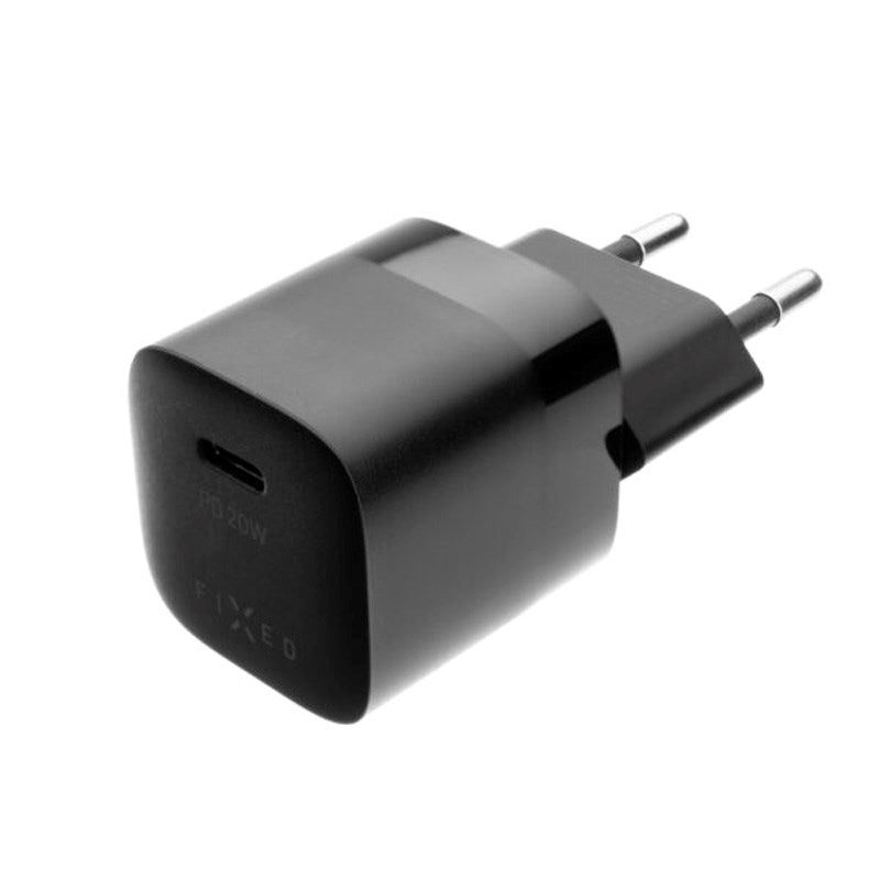 Fixed - Mini Vægoplader m. 1x USB-C / 1x USB-C Kabel - 20W - 1m - Sort
