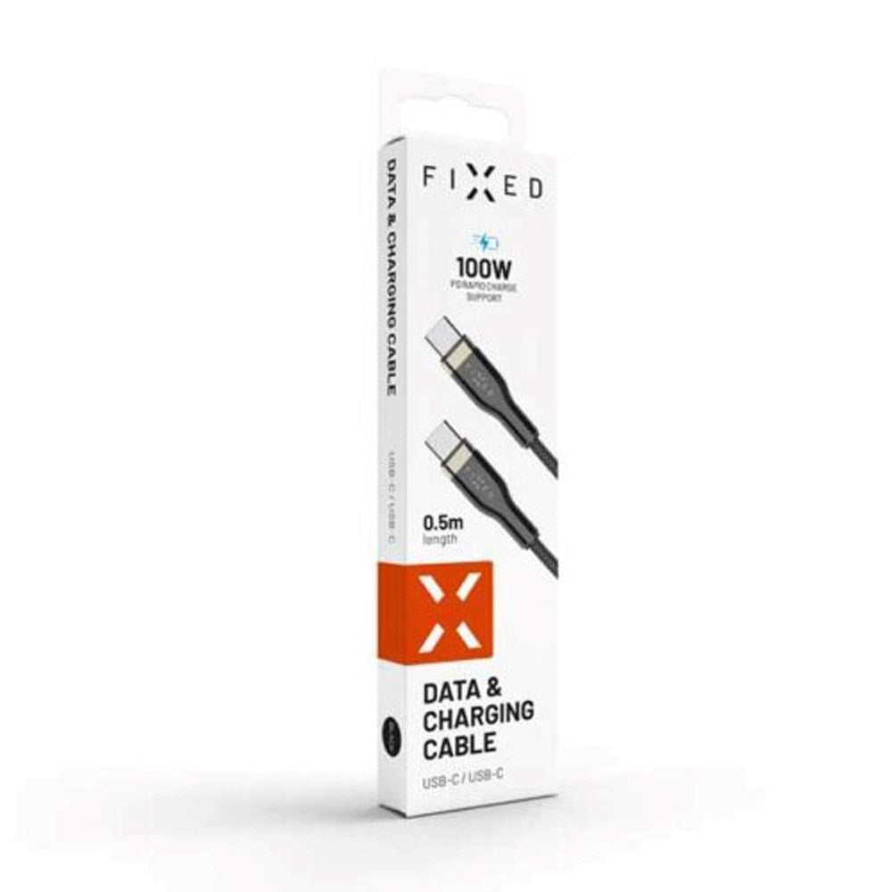 Fast metall 100W USB-C til USB-C PD-kabel 50cm - Svart