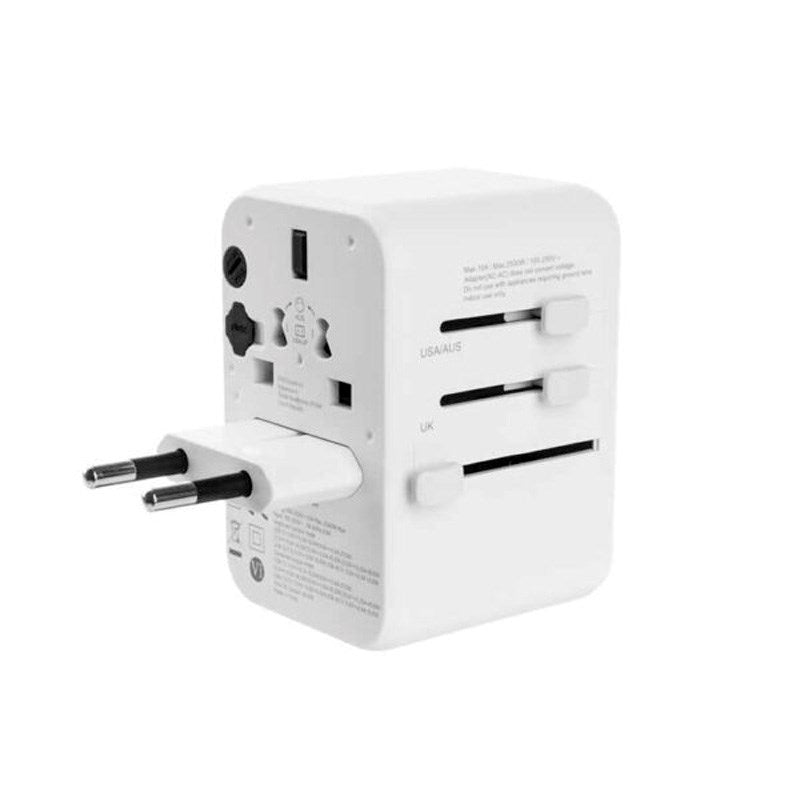 Fixed - Universal Rejse Adapter - 65W - EU / UK / USA / AUS - Hvid