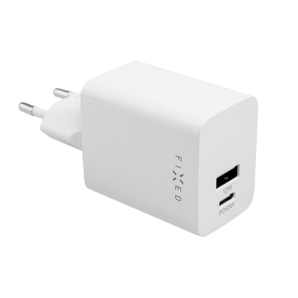 Fast Mini Vegglader 45W m. USB-A &amp; USB-C - Hvit