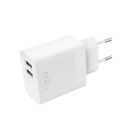 Fixed - Vægoplader m. 2x USB-A / 1x USB-C Kabel - 17W - 1m - Hvid