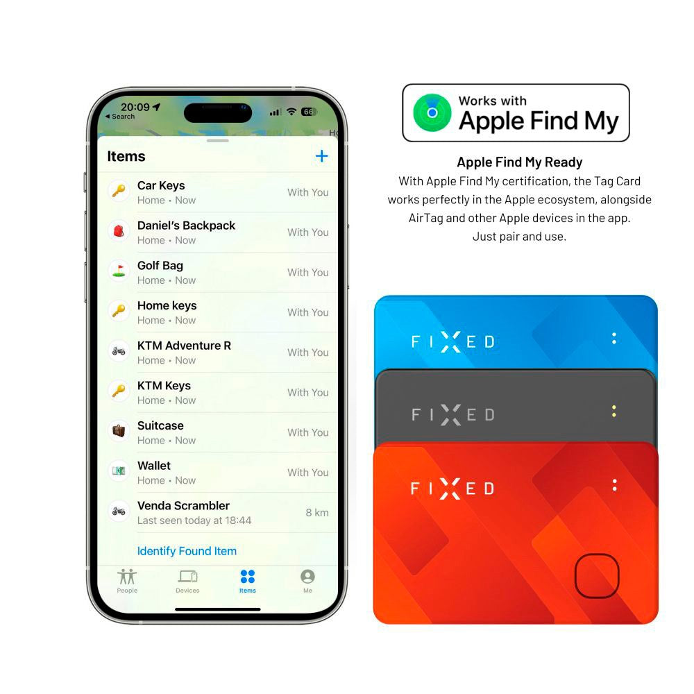 Fixed Tag Card – Bluetooth GPS Tracker – Apple Find My - Blå