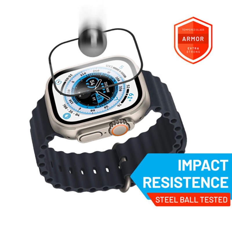 Fixed Apple Watch Ultra 3/2/1 (49mm) Armor Hærdet Glas Skærmbeskyttelse - Sort Kant