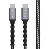 Fast rustning 240W USB-C til USB-C PD-kabel m. Forsterkede ender 2m - Grå