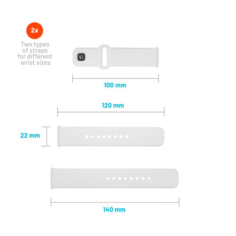 Fixed Sporty Silikone Rem til Universal Smartwatch (22mm) - Hvid