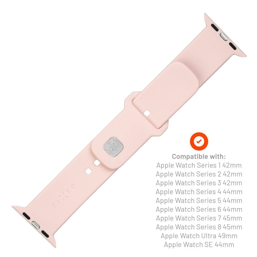 Fast Apple Watch (42/44/SE/45/46/49 mm) Sporty silikonremsett - rosa