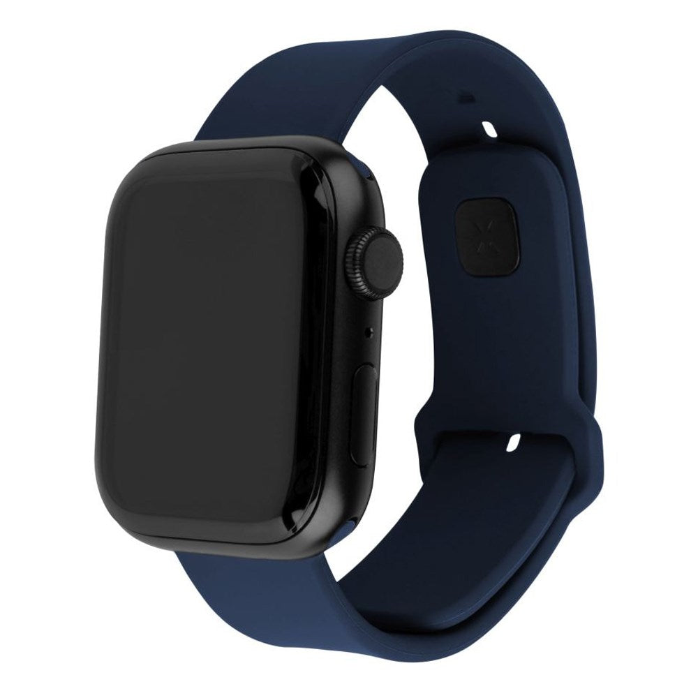 Fast Apple Watch (42/44/SE/45/46/49 mm) Sporty bred silikonremsett - blå