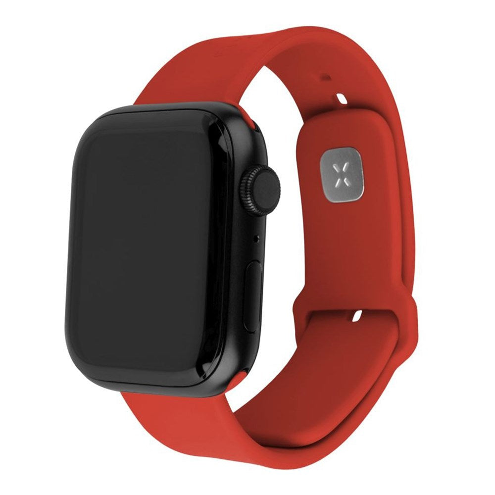 Fast Apple Watch (42/44/SE/45/46/49 mm) Sporty bred silikonremsett - rød