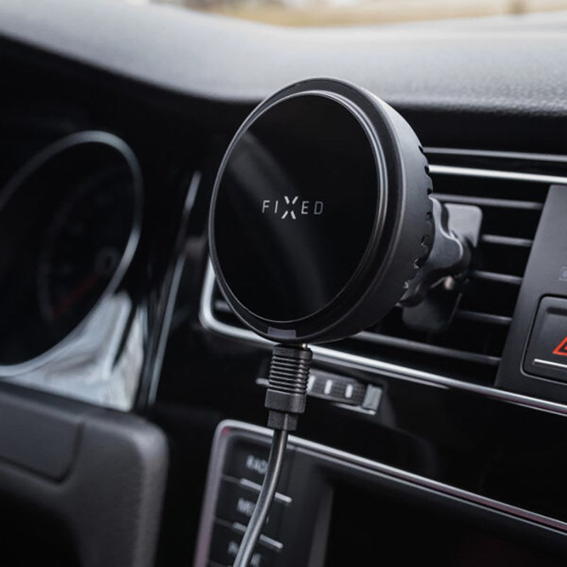 Fast MagCool magnetisk mobilholder m. Trådløs lading 15W - MagSafe-kompatibel - Svart