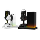 Fast Xbox Series S/X-stativ m. 2 x kontroller Lading og kjøling - Svart