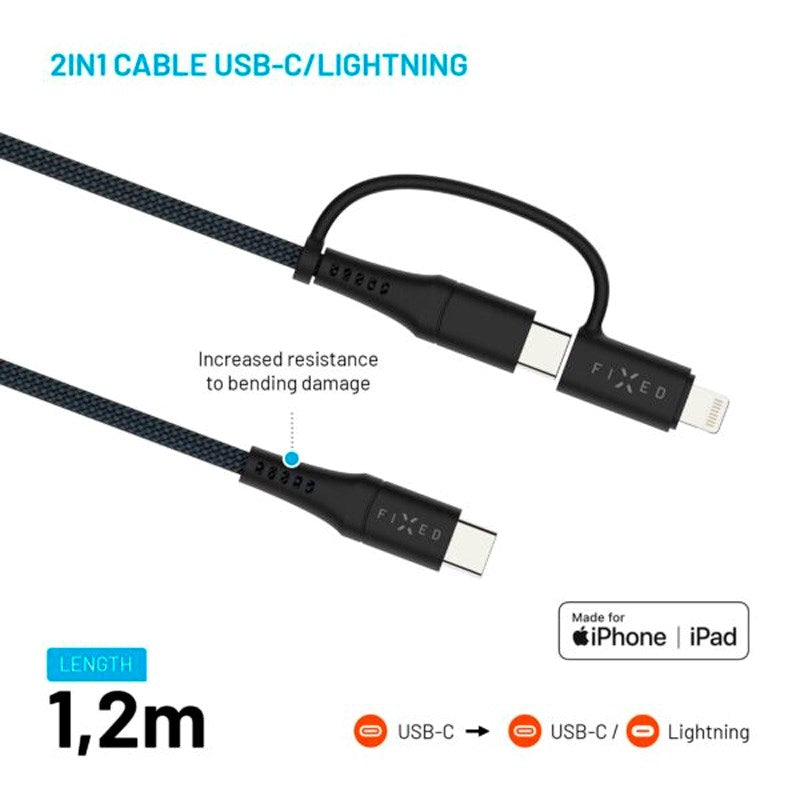 Fixed - 60W USB-C til Lightning Kabel - 1.2m - Sort