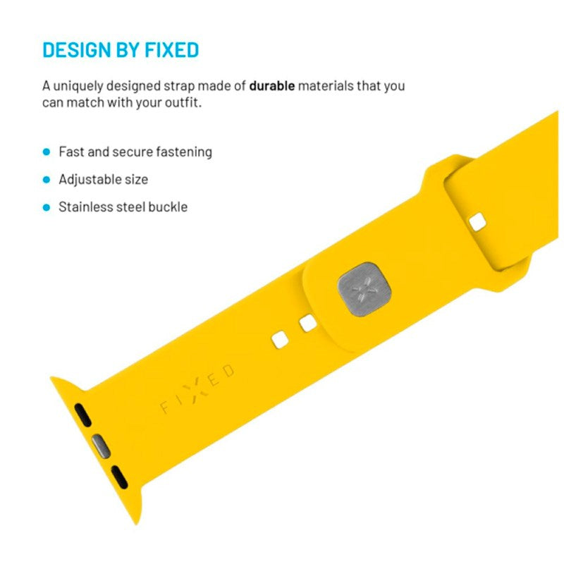 Fixed - Apple Watch (42 / 44 / SE / 45 / 46 / 49mm) Sporty Silikone Rem Sæt - Gul