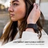 Apple Watch (42/44/SE/45/46/49mm) Fixed Silikone Urrem med Magnetisk Lukning - Sort / Orange