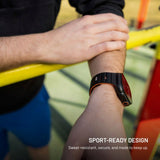 Apple Watch (42/44/SE/45/46/49mm) Fixed Silikone Urrem med Magnetisk Lukning - Sort / Orange