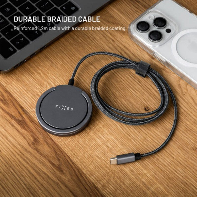 Fixed Trådløs Oplader m. 15W - MagSafe / Qi2 Kompatibel - Grå