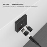 Fixed 240W Data Blocker med 1 x USB-A 1 x USB-C - Sort