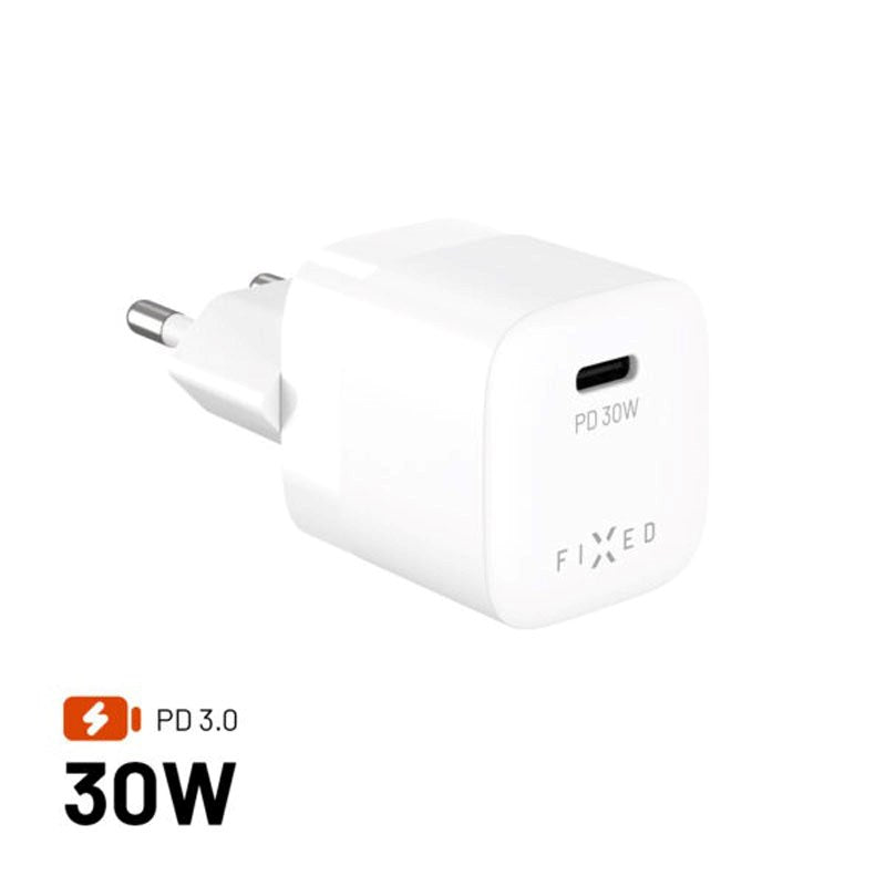 Fixed 30W Mini Vægoplader m. USB-C & Power Delivery - Hvid