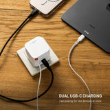 Fixed 65W USB-C Vægoplader inkl. Udtrækkeligt USB-C Kabel - Hvid