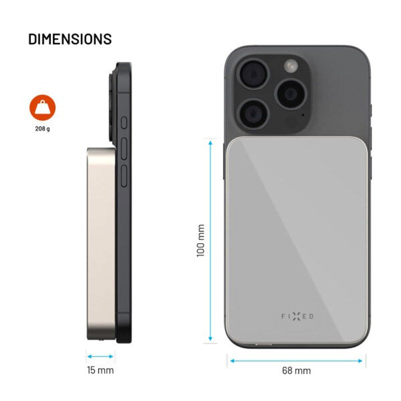 Fixed MagZen Powerbank 10.000 mAh m. Qi2 - Grå