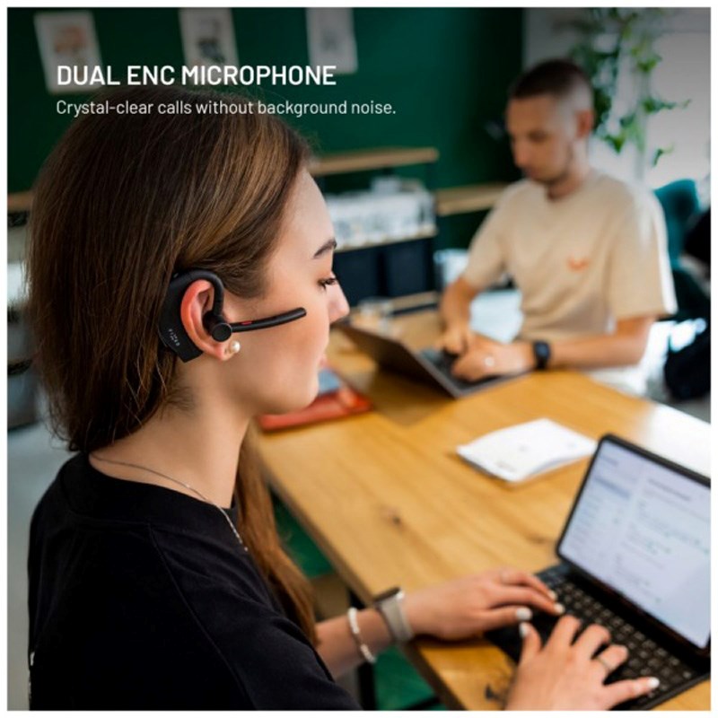 Fixed Talk Pro Open-Ear Trådløst Mono Headset m. ENC - Sort