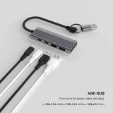 Fixed 4-in-1 USB-C Multiport Hub - 2 x USB-A - 2 x USB-C - Sølv
