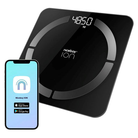 Niceboy ION Smart Scale - Bluetooth / Wifi Body Analysis Baderomsvekt - Svart