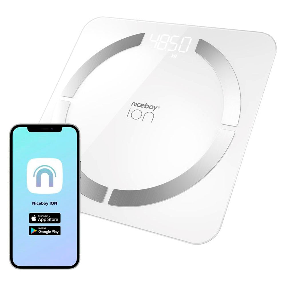 Niceboy ION Smart Scale - Bluetooth / Wifi Body Analysis Baderomsvekt - Hvit