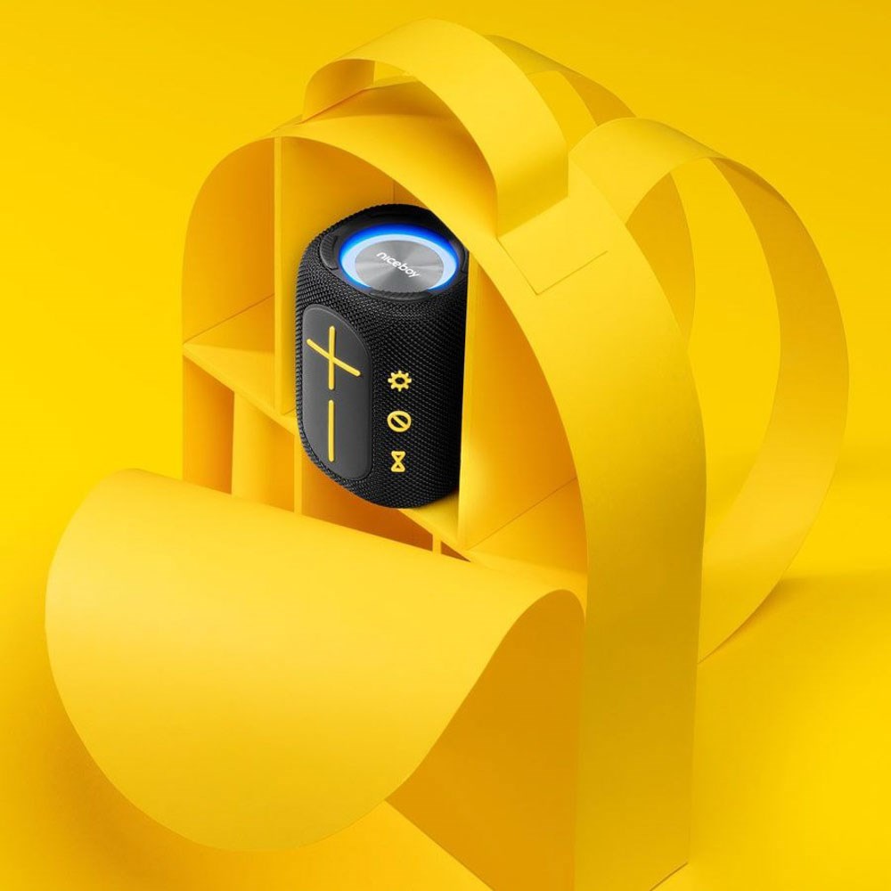 Niceboy RAZE Supersonic 16W Bluetooth Højtaler m. Indbygget FM-Radio & Lyseffekter - Sort